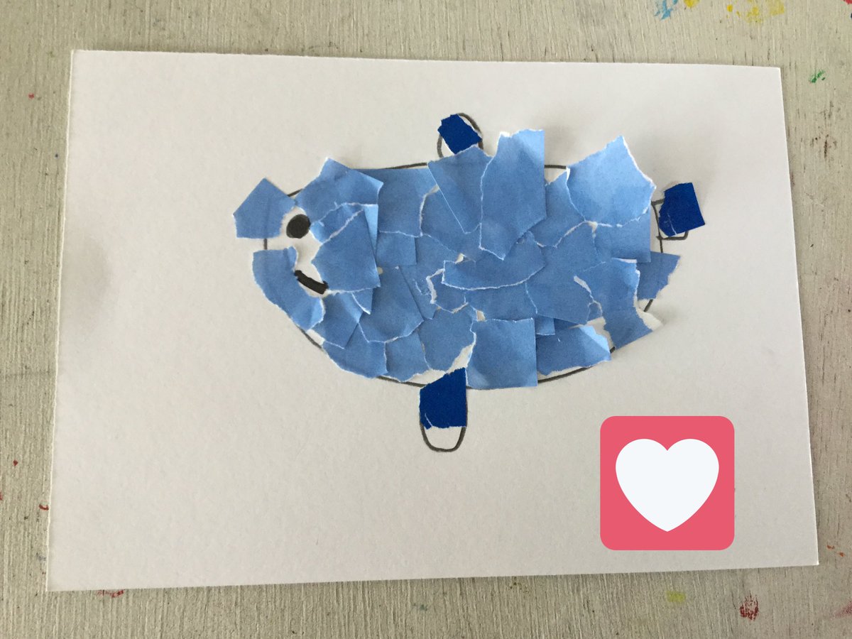 ペングアート على تويتر 絵を描いて 折り紙を貼ったちぎり絵です 可愛いお魚が出来ました ペングアート 放課後等デイサービス アート ちぎり絵