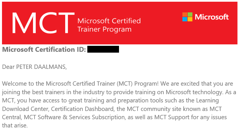 pdaalmans's tweet photo. Awesome to be part of the #MCT community! As from now I can call myself a Microsoft Certified Trainer! #IAMCT  #MicrosoftLearn #MCTBuzz #NeverStopLearning https://t.co/tHHtOYbqrG