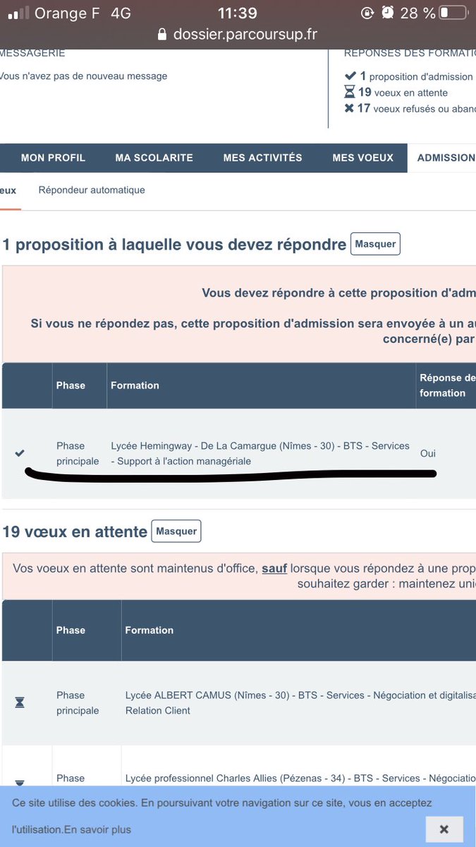 Bss8Mathieu's tweet image. En étant 99/99 en liste d’attentes j’ai quand même réussie à être prit, qui dit mieux ? #parcousup2020