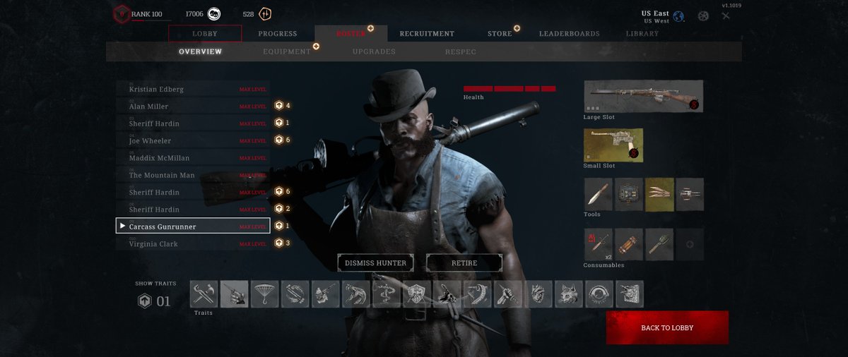 Turudo's tweet image. Finally hit 10 max level hunters at a time in Hunt Showdown. This is good game.