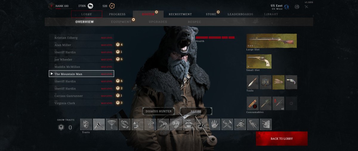 Turudo's tweet image. Finally hit 10 max level hunters at a time in Hunt Showdown. This is good game.