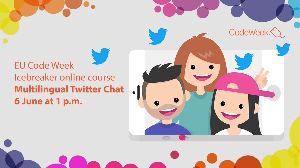 CodeWeekEU's tweet image. Interested in organizing your own coding activity for kids but not sure where to start? All your questions will be answered today in our multilingual Twitter chat. 
Use #CodeWeekEU, #EdChatEu to participate and tag the chat moderator @Na_carrera