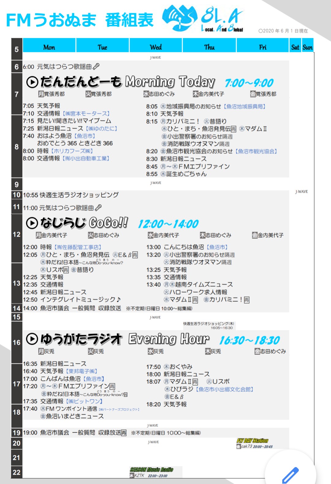 Kofu Kazumakofunato Twitter પર エフエム魚沼の只今のタイムテーブル J Waveの詳細は Jwave813fm や T Co Ig0pjhssam をご覧ください Fmうおぬま エフエム魚沼 新潟県魚沼市のコミュニティfm局 新潟県で最も歴史の浅いラジオ局 T Co