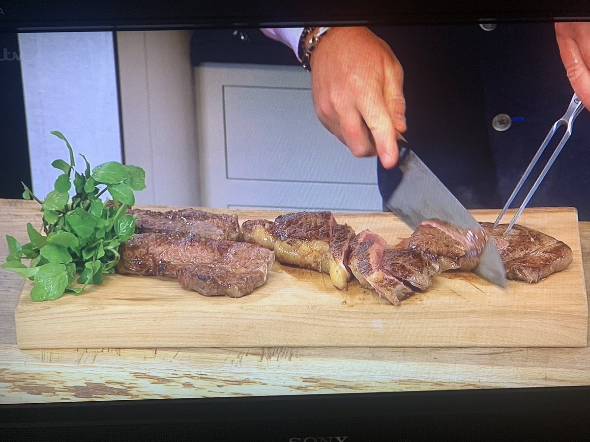 Fantastic steak cooking session this morning on <a href="/ITV/">ITV</a> by <a href="/jamesmartinchef/">James Martin</a> saturday morning &amp; explaining where the steak cut are situated- thank you- diolch 🥩 you’re brilliant! <a href="/PGIWelshBeef/">Welsh Beef</a> #sustainable #quality #britishfarming #supportlocal #beefmarbling