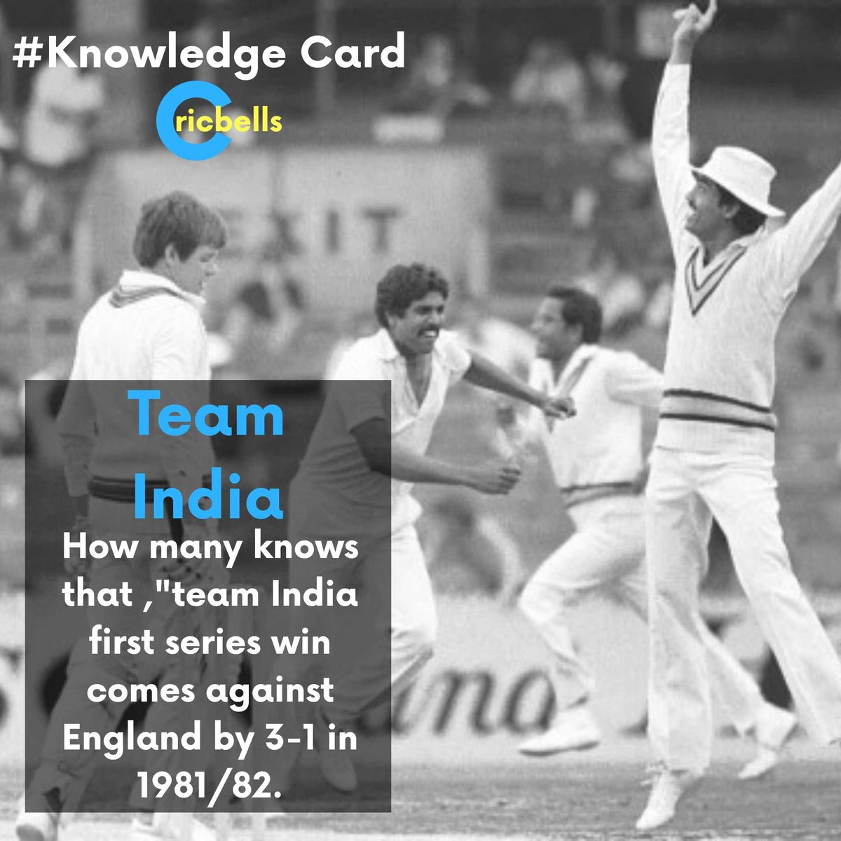 cricbells's tweet image. #knowledgecard ☑️
How many knows that ,&quot;team India first series win comes against England by 3-1 in 1981/82.
.
Follow Me 👉 Cricket Bells 🔵
.
#teamindia🇮🇳 #teamindia #indiancricketteam #viratkohli #kapildev #srikanth #SaturdayThoughts