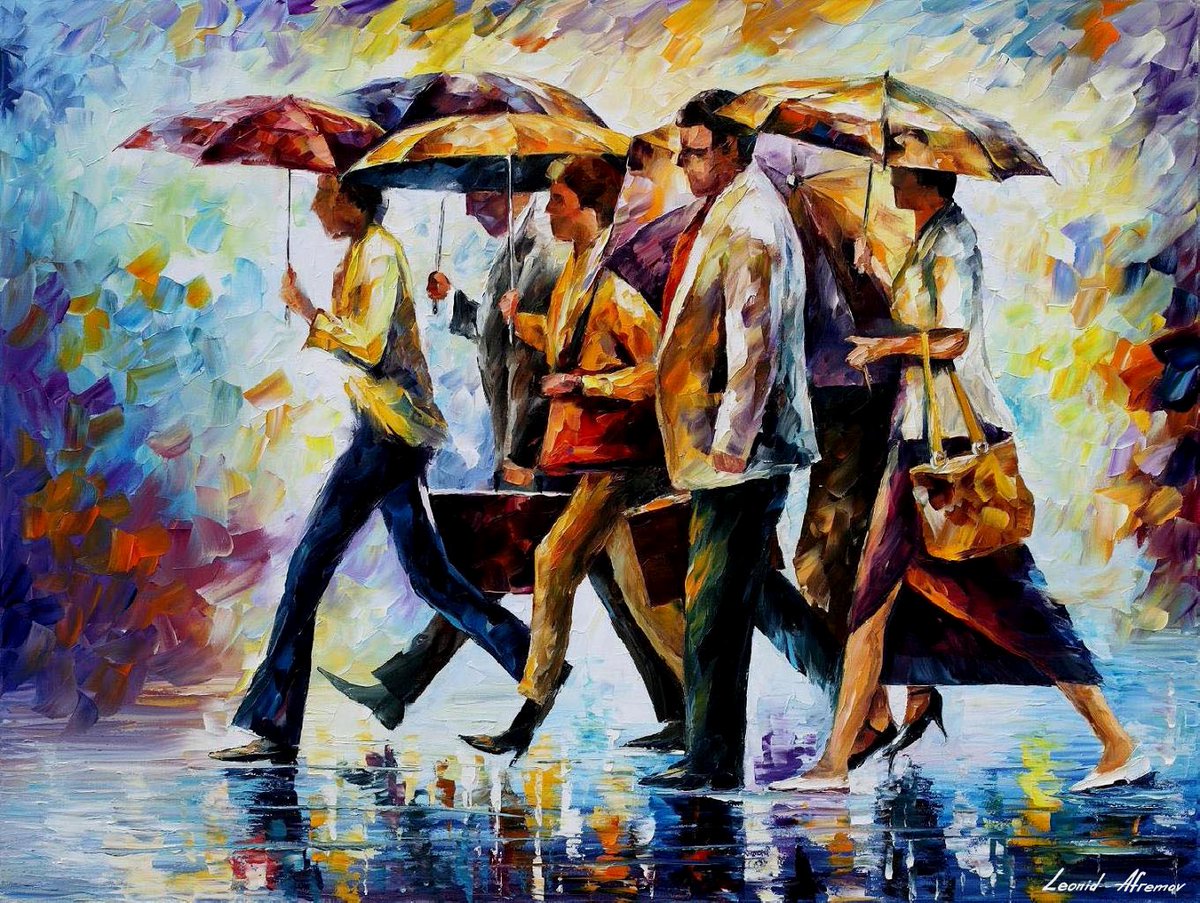 TODAY I FORGOT MY UMBRELLA — PALETTE KNIFE Oil Painting On Canvas By Leonid Afremov afremov.com/today-i-forgot…

Please click on the link to see this painting on the site
#contemporaryart #contemporarystyle #colorfulpainting #abstract_art