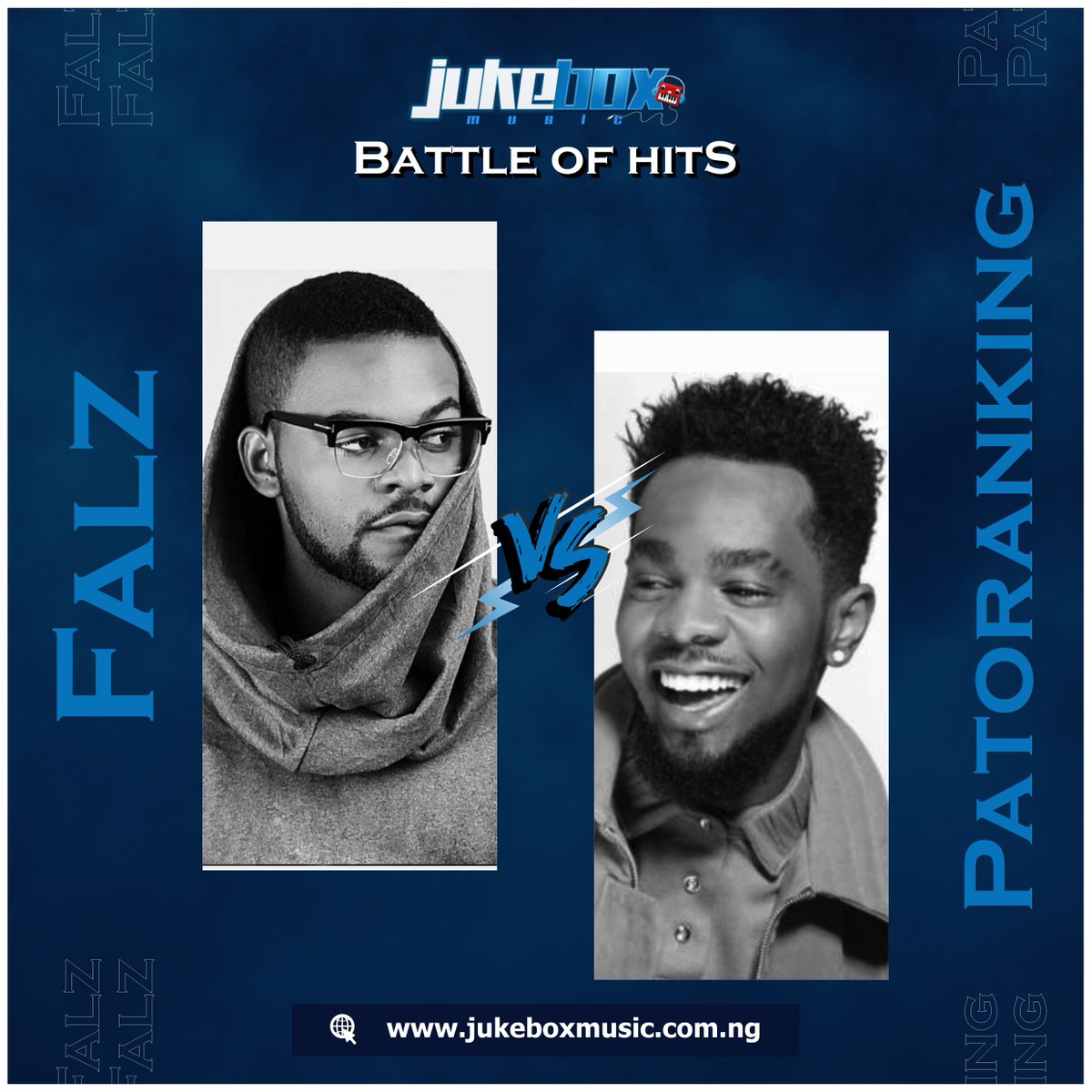 jukebmusic's tweet photo. On Wednesday 10th June, Our Jukebox Battle Of Hits Will be Falz vs Patoranking
#JBBH #FvsP
Who You Got? https://t.co/ZS8N5j1doH