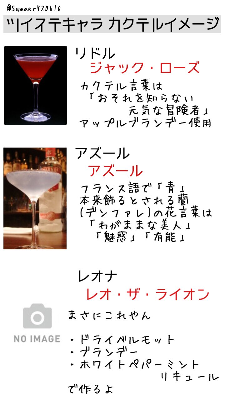 妖怪酒納豆 はづき 今カクテルにハマってるのでツイステキャラのイメージに合うカクテルそれぞれ調べてみた 寮長のみで力つきたしこじつけもあるけど調べるの楽しかった Twstネタ 妖怪酒納豆 はづき 今カクテルにハマってるのでツイステキャラのイメージに合うカクテルそれぞれ調べてみた 寮長のみで力つきたしこじつけもあるけど調べるの楽しかった Twstネタ