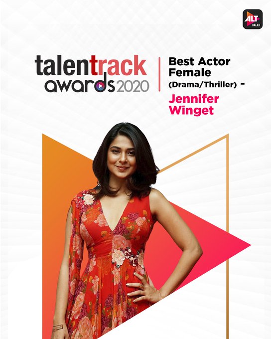 sarita_jwf's tweet photo. @altbalaji @ektarkapoor @jenwinget @masseysahib @1harleensethi @krystledsouza @anushka0110 @AdityaSeal_ @harshdedhia15 CONGRATS #JenniferWinget @jenwinget ❤ #BestActor FEMALE 🏆 #CodeM #TalentTrackAwards & ALL WINNERS! 🙌 #ALTBalaji https://t.co/ZjjneZ7jdV