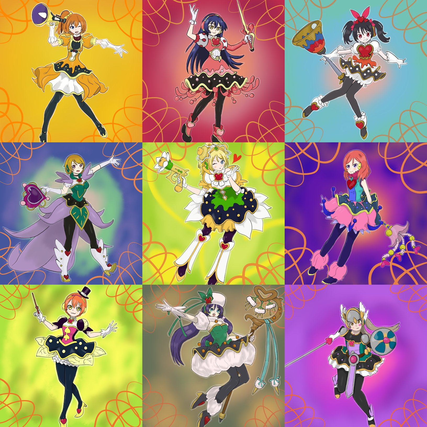 Theyukiverse The Lovelive X Yugioh Crossover You Never Knew You Needed The Members Of µ S Are All Dressed As Aoi S Trickstar Monsters Individual Pictures Are In The Thread Below This