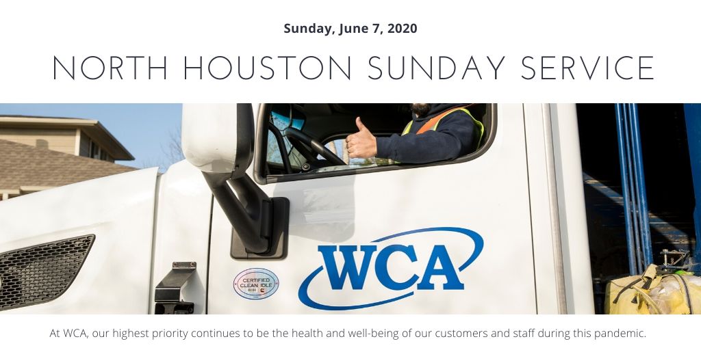 wcawaste's tweet photo. For some Residents located N of 290, up through 59 as far North as New Caney, regular collection services were impacted. We are proud of our team for executing a push-out weekend plan. visit the link for details on your service area https://t.co/owwRilkbXs https://t.co/iuGIUSMt80