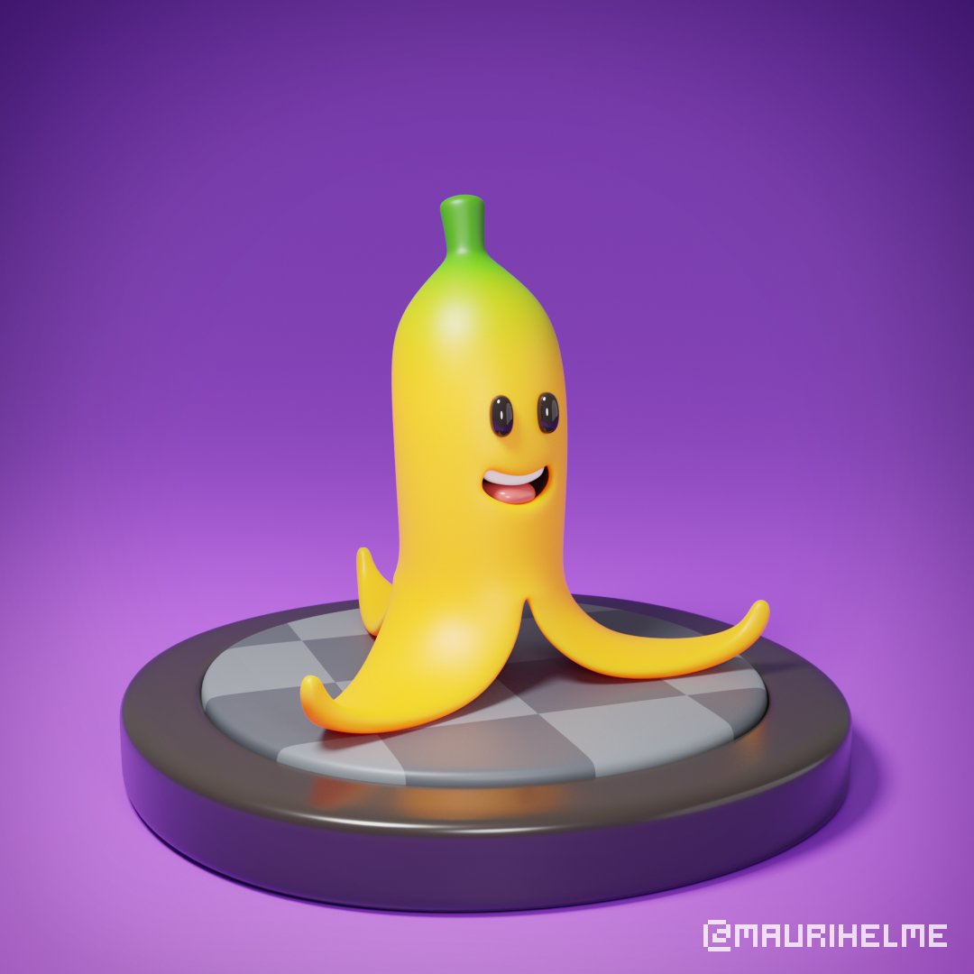 27. Banana Peel from Mario Kart in Blender. #b3d. @maurihelme. 