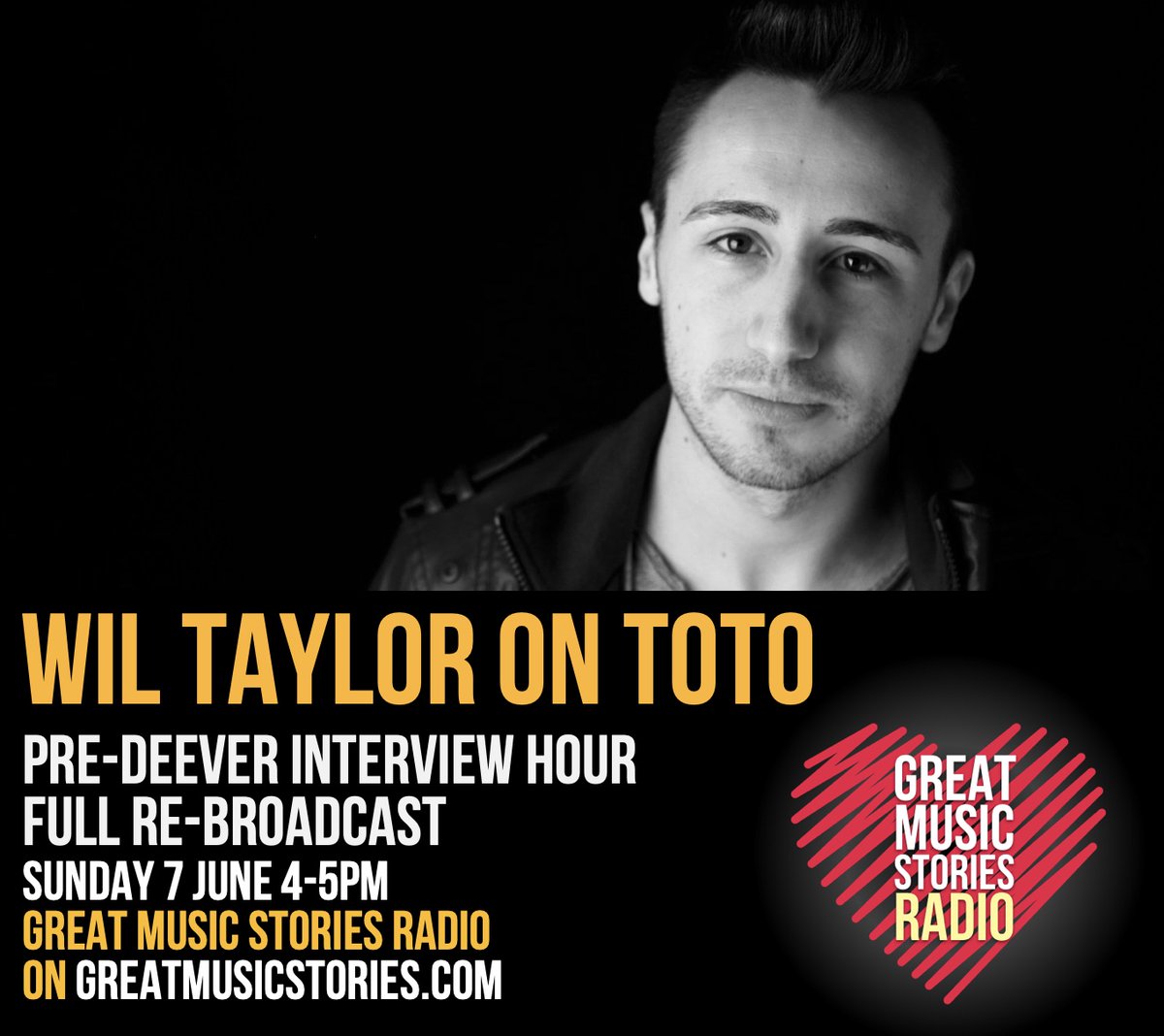 WIL TAYLOR
My first Post-Inglorious and Pre-<a href="/ThisIsDeever/">D 王 V E R</a> interview with  #WilTaylor we had to talk about something else, so we talked about #Toto. Originally aired as GMS hour #200, its #700 tomorrow and we're airing it again in full 4-5pm on greatmusicstorires.com radio.