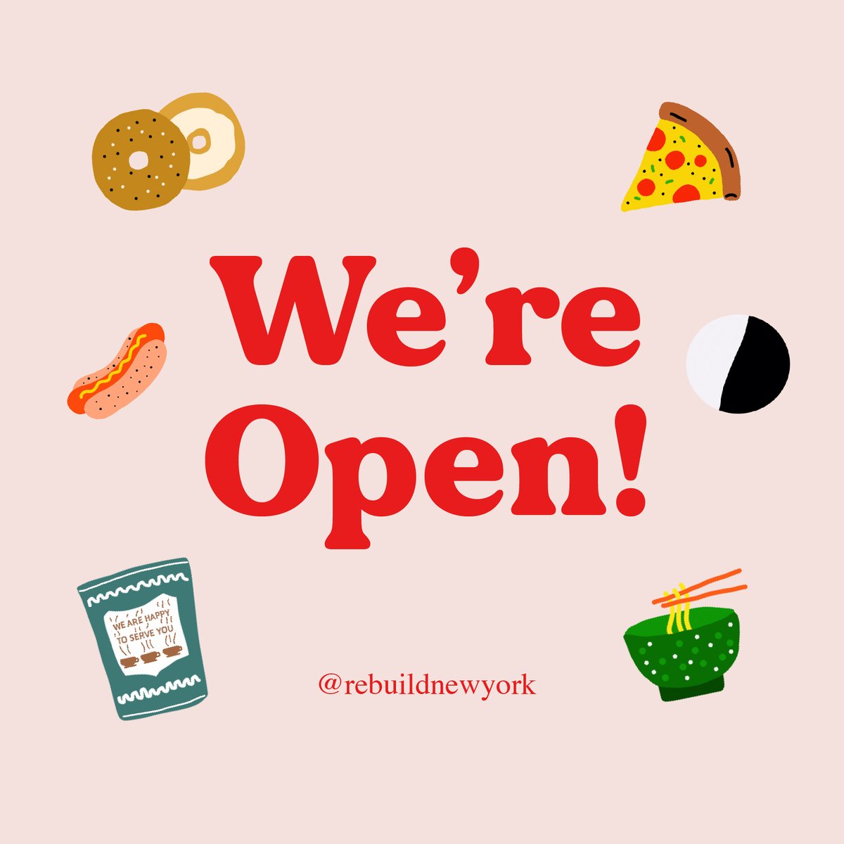 rebuildnewyork's tweet photo. In celebration of phase 1 of NYC’s reopening, we put together a social media toolkit for local businesses, including GIFs and illustrations for sharing. Find it all here: https://t.co/6sWdeBb28g https://t.co/mZ036oLQhG