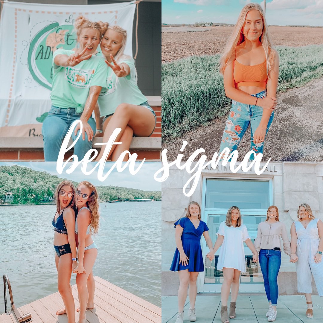BETA SIGMA
•
Alpha Sigma Alpha, Beta Sigma, was founded on Missouri State’s campus on November 1, 1947. Throughout the years, our chapter has grown immensely. We will forever be thankful for the strong women who brought our chapter to our incredible campus.