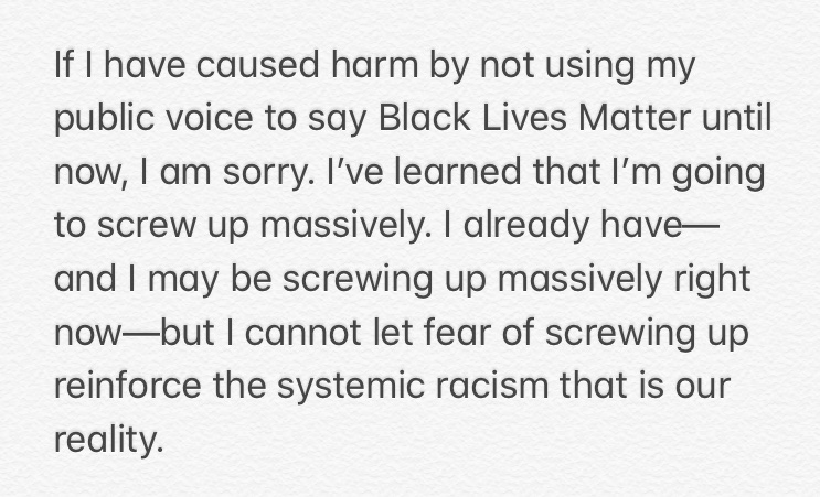 My voice does not deserve attention or praise, but I need to be honest with my students about my silence. Black Lives Matter.