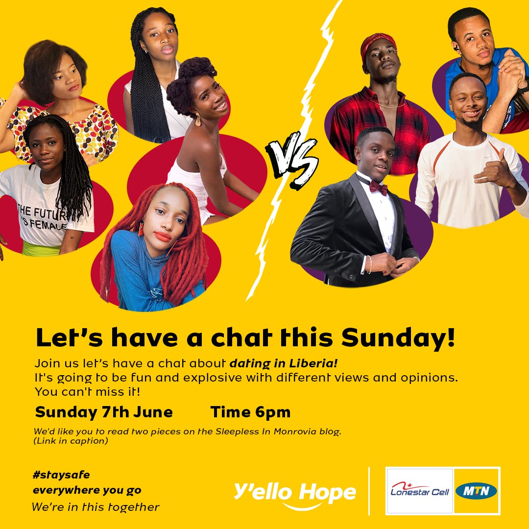 MTNlonestar's tweet photo. Let’s debate.. As some great young minds discuss dating in Liberia. Join us tomorrow at 6pm on Facebook and join the conversation. #MTNYouthLive #Liberia #LIBWeekend #Liberia https://t.co/KtN0DnsVed