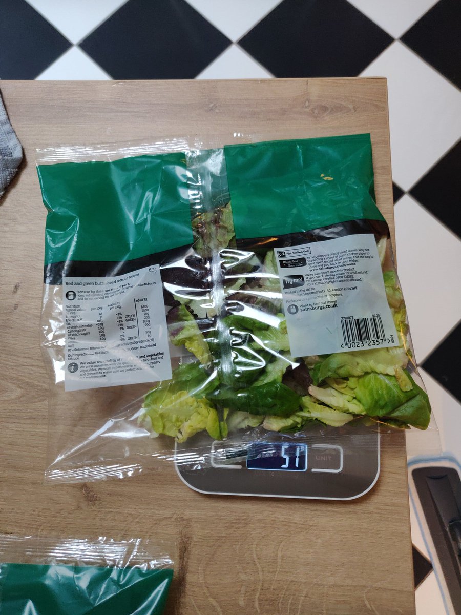 Hi <a href="/sainsburys/">Sainsbury's</a> , I've just received my delivery an hour sooner than expected, and noticed a very empty bag of salad. The 80g bag weighs in at 51g. I tried a direct message and the chat bot wasn't very talkative so hope someone can respond to this