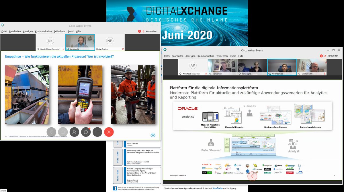 Wenn man sich nicht zwischen zwei gleichzeitigen Vorträgen entscheiden kann: Dann schaut man sich eben beide an. #Digitalisierung macht's möglich. #DigitalXchange  @OC_WIRE #meinLieblingsJob