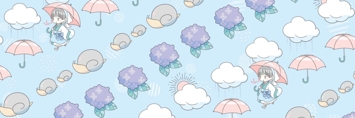 ゆげ 以前カレンダーにした梅雨のイラスト ヘッダーにするといい感じだったのでフリーヘッダーにします よかったら使ってね