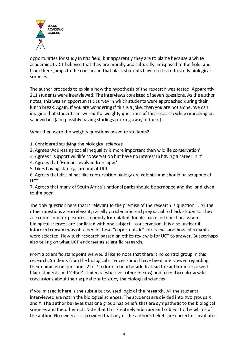 ewnreporter's tweet image. #ControversialStudy the paper was published in the commentary section of the South African Journal of Science last month. (See prev tweet) Here is the UCT black academic caucus full critique. JK