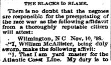 Suspicions grew that the black community was paying less taxes than whites & an after editorial in a Black newspaper, A white mob of 400-500 ppl marched into the newspaper office, smashed the press, & burned down the building & riots consumed the city & who survived were run out.