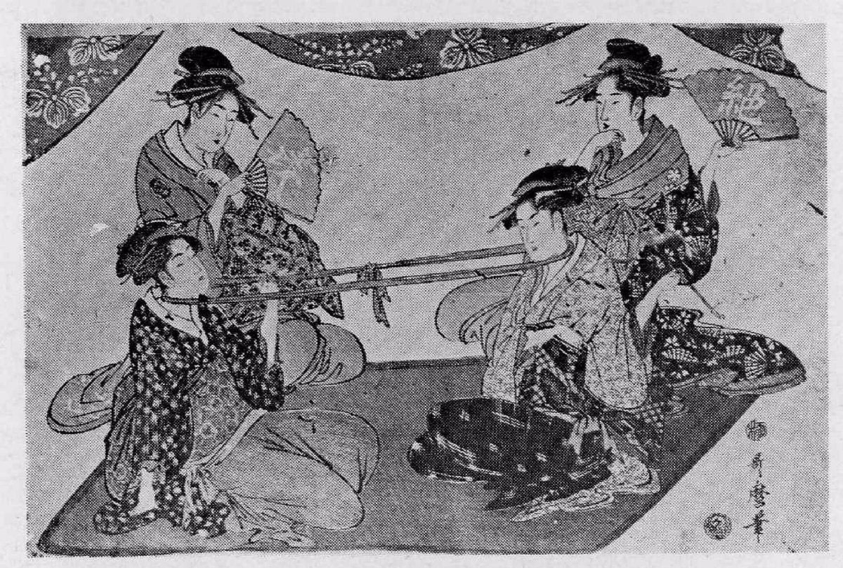 江戸時代の当時美人で有名だった看板娘を勝手に戦わせて首引きしてるキャットファイト絵とか描いてるの 俺たちや 江戸時代の 