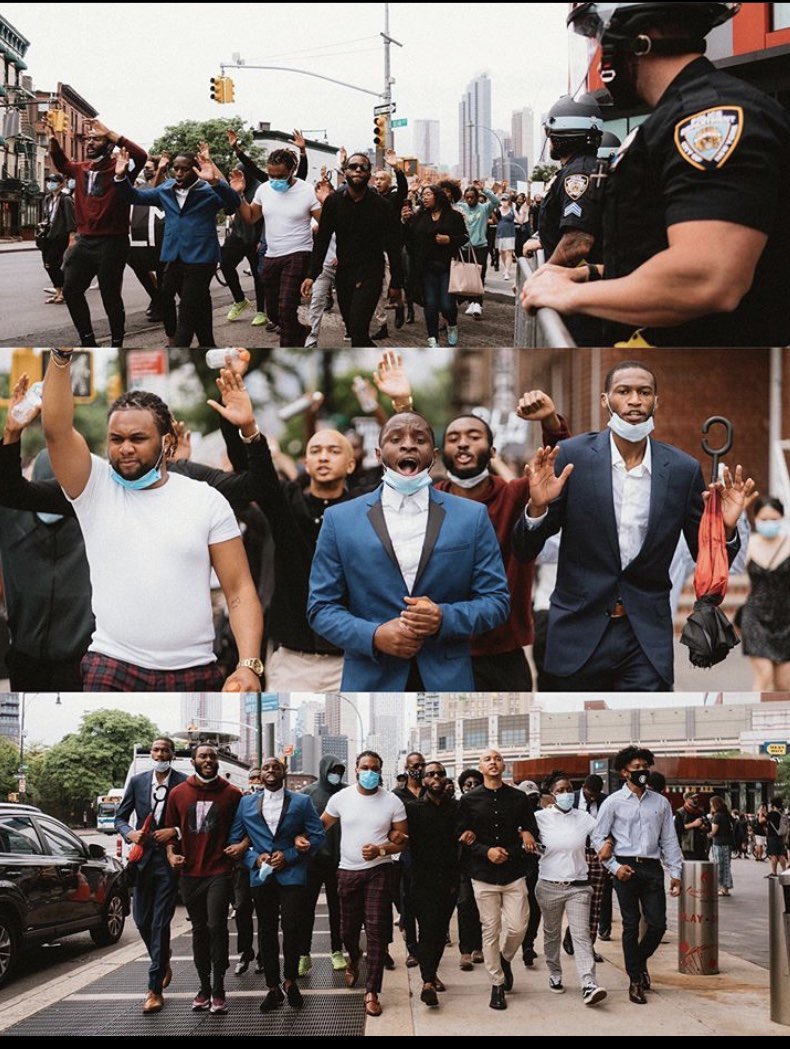 ChibCarter's tweet image. As we walked past police we put our hands up and said “Hands Up, Dont Shoot”. Iconic moment