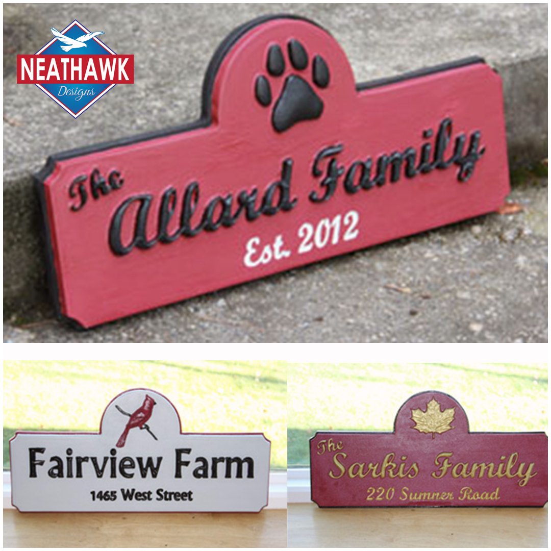 Home Address Signs
24 x 18
3D CNC routed 
HDU | Hand painted
NeathawkDesigns.com
#madeintheberkshires
#signshop 
#womaninbusiness 
#womanrunbusiness
#northadamsma
#williamstownma
#dogpaws
#cardinals
#mapleleaf
#addresssign
#HDU
#vectric_aspire
#shopbottools
#neathawkdesigns