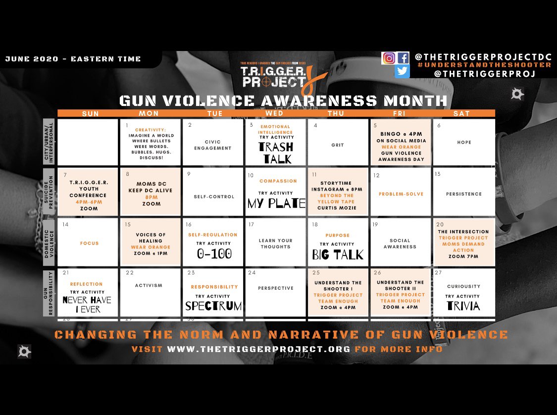 TheTRIGGERProj's tweet photo. Happy #WearOrange Saturday! Always remember that YOUR feelings are VALID! They are real and belong to YOU! You can begin to explore your emotions with our #GunViolenceAwarenessMonth #CharacterCalendar 

#EndGunViolence #UnderstandTheShooter https://t.co/VGlRJBYUEb