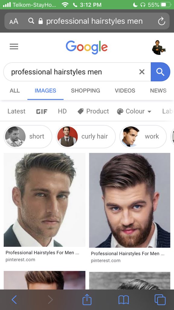 Professional hairstyles men google results screen grab