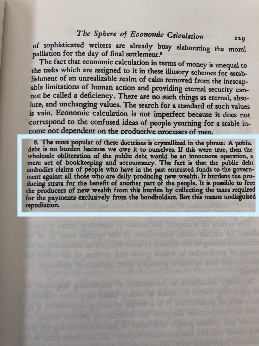 Mises handily debunks the “MUH, Debt is money we owe ourselves” meme in a six sentence footnote.