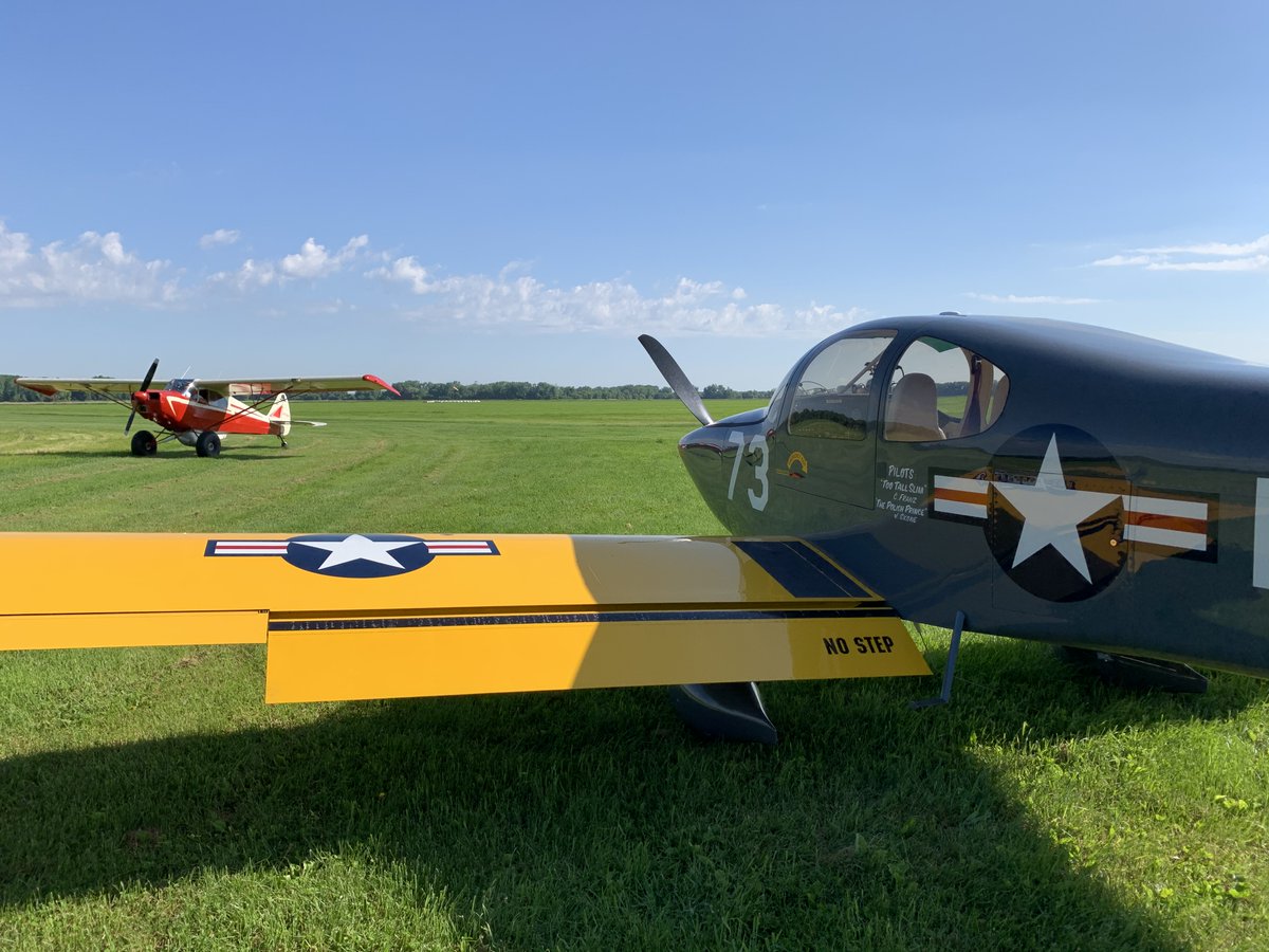 WarplaneMuseum's tweet photo. Our safety briefing is done and the crews are beginning to preflight their airplanes! We have a BEAUTIFUL day for the flyover! 😎

We've had many questions about this beautiful RV 10 that many will see in today's formation. This airplane takes air to air photos! 
#ThanksFromAbove https://t.co/i0XPSaNBGJ