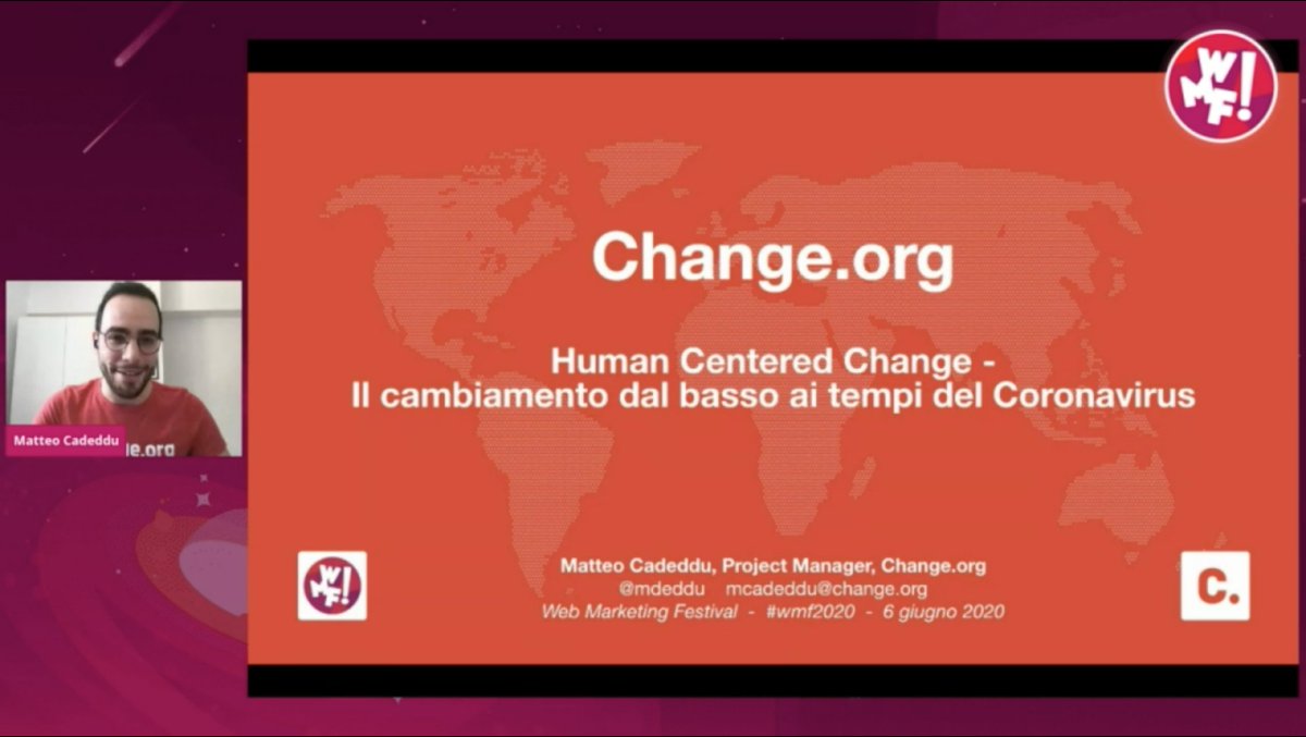 Human Centered Change: alla scoperta dell'attivismo online con <a href="/mdeddu/">Matteo Cadeddu</a> #wmf2020 #IUSVEsocialTeam