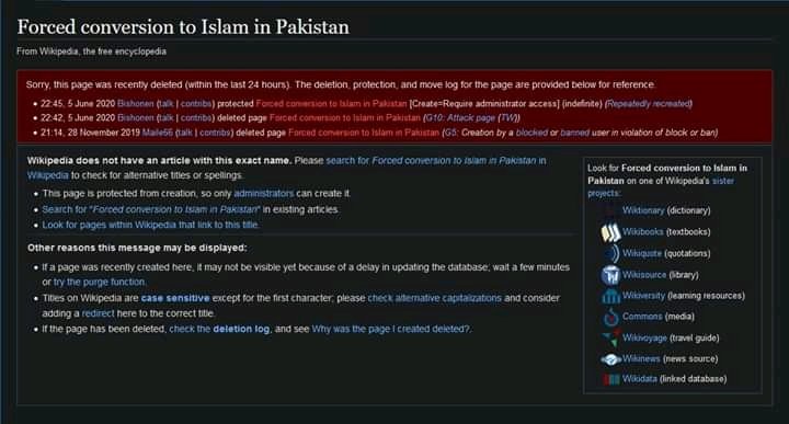 SindhuSorath's tweet photo. Concept of running this trend is to make awareness as Urdu media gives no coverage to these cases.
As people are searching for this topic, our very sweet caring fellows deleted wiki page.
Now we all know who is behind this
Minorities huh joke
#SindhRejectsForcedConversions https://t.co/vnhmoQ2aNq