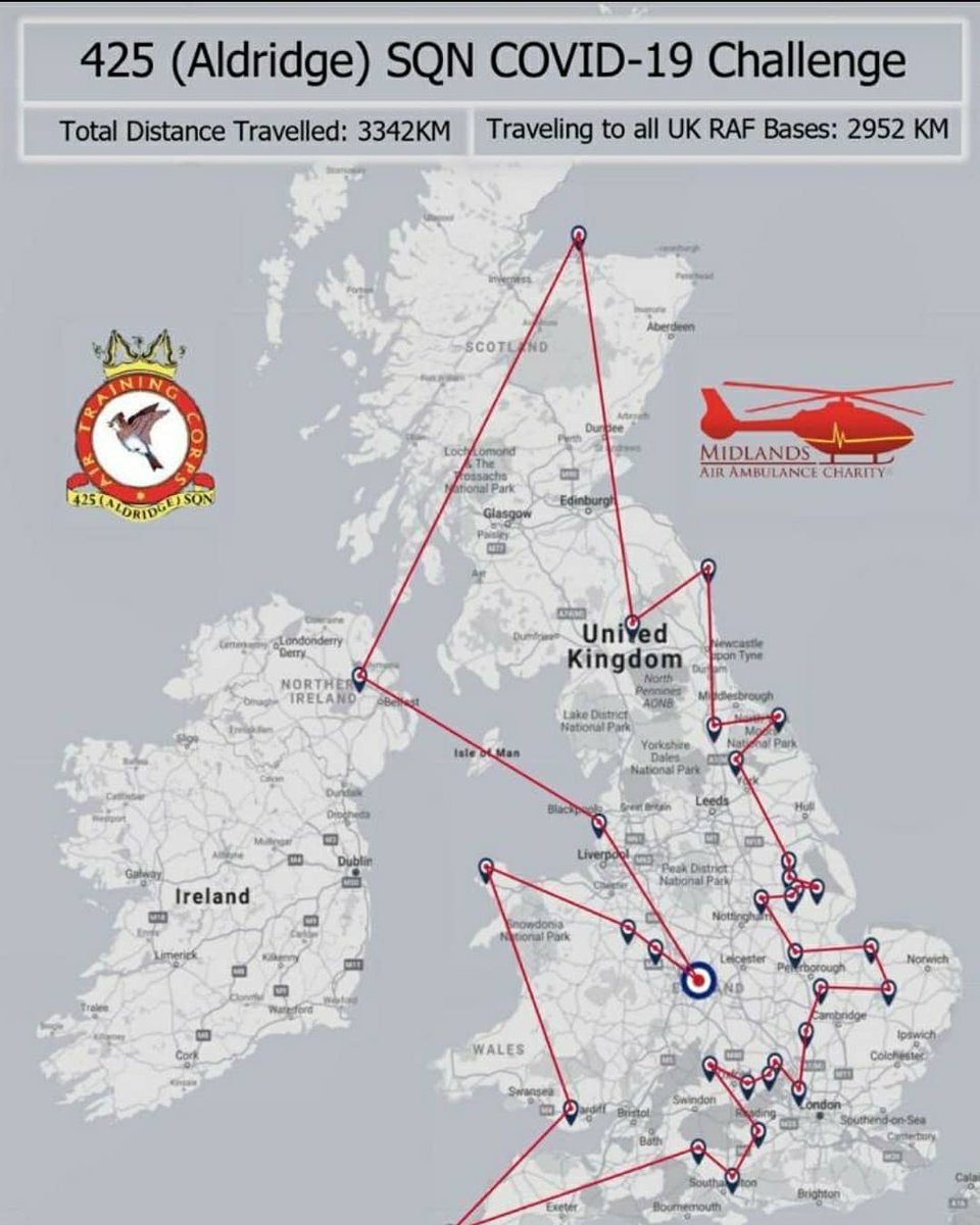 OCStaffsWing's tweet photo. Joined 425 Sqn on their Virtual Parade last night. Amazing to hear about their charitable work during stand down. As a Squadron they have travelled 3342 km and raised over £1000 for Midland Air Ambulance and kept up their training.

#proud https://t.co/EDHhfi8NWK