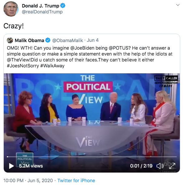 Trump last night also yet again amplified Malik Obama, a known QAnon supporter, making it 2 QAnon accounts Trump amplified yesterday.