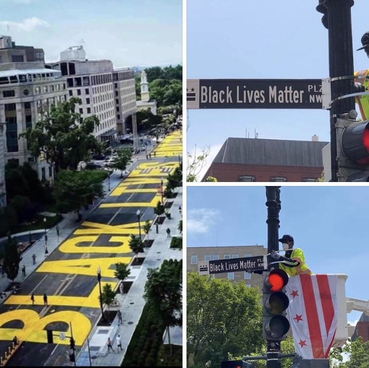Washington D.C. Mayor Muriel Bowser, not only commissioned her Department of Pubic Works to paint BLM on 16th Street, she has renamed 16th Street NW Black Lives Matter Plz. The street leading to the White House.