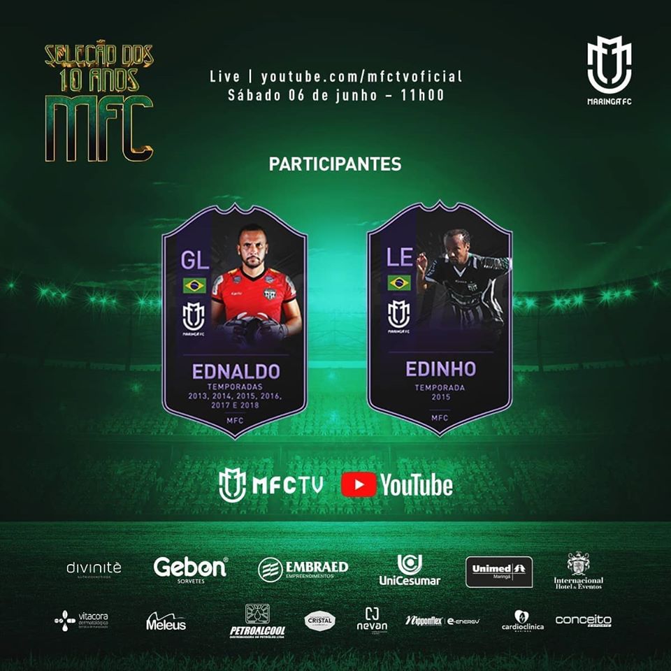 maringafc's tweet photo. Daqui a pouco, às 11h, a resenha em nossa LIVE MFC será com o goleirão Ednaldo e o lateral esquerdo Edinho.
Os dois foram escolhidos como os melhores da posição dos 10 anos do Maringá FC.
Acompanhe e participe com a gente: https://t.co/uEBmkn50J0
#LiveMFC #Futebol #Live https://t.co/PhfG7U4EgD