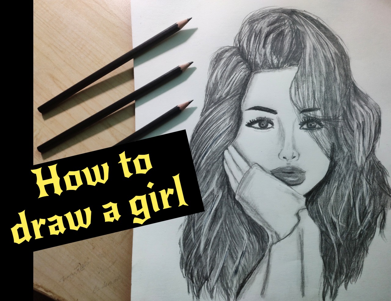 A girl with beautiful hair Pencil Sketch drawing / How to draw a girl 