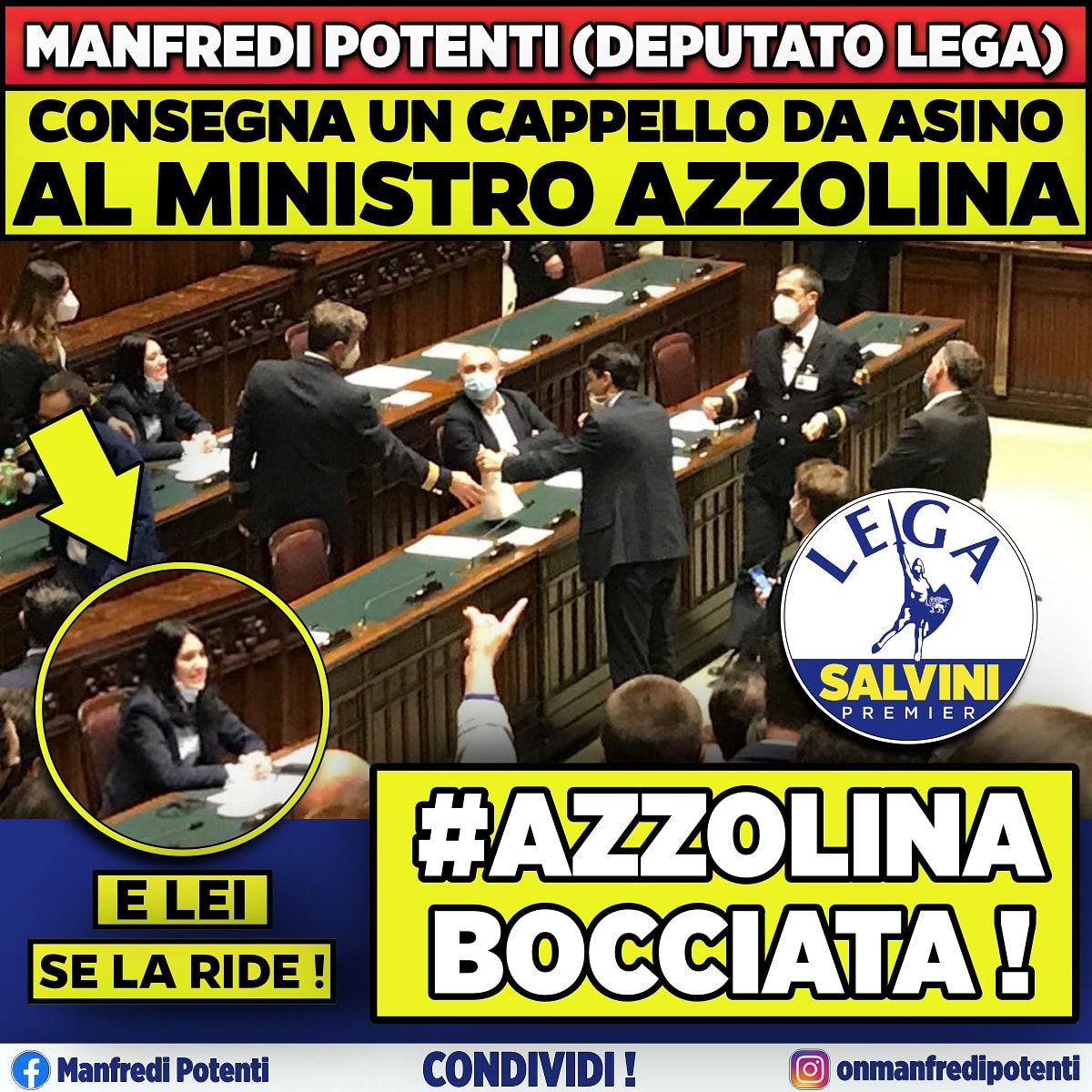 ManfrediPotenti's tweet photo. Ieri ho consegnato un cappello da ASINO al Ministro Azzolina. 

Il Decreto Scuola è l'ennesima dimostrazione dell'incompetenza di questo Governo!

#AzzolinaBocciata #DecretoScuola #DecretoSòla 

@LegaCamera @Lega_Senato @matteosalvinimi @AzzolinaLucia @LegaSalvini @LNToscana https://t.co/WfqEIBSQij