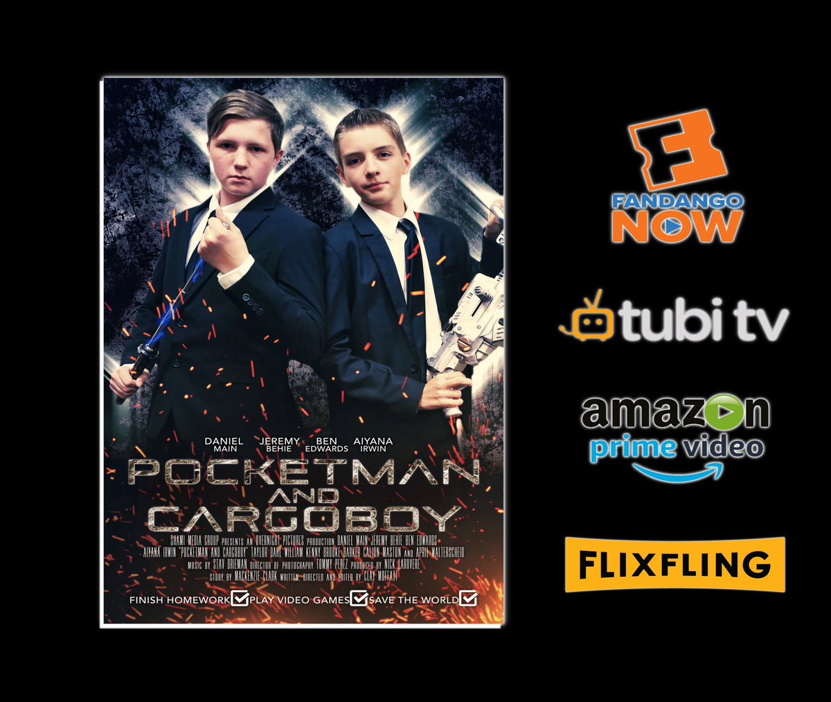 OvernightLlc's tweet photo. With the #sequel coming out soon why not watch the original again? #pmcb #indiefilm #action #comedy Available on many #streaming platforms and DVD! @PrimeVideo @FlixFling @Tubi @Fandango #pocketman #cargoboy https://t.co/1pxxy81qZR