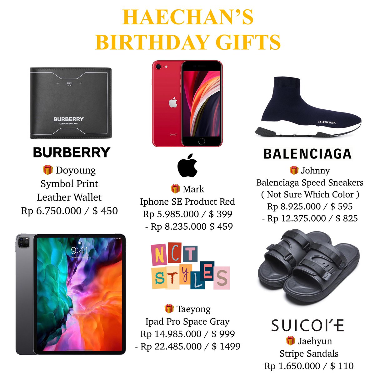itsnctstyles's tweet photo. 🎁 HAECHAN’S BIRTHDAY GIFTS https://t.co/um1n06NpbW