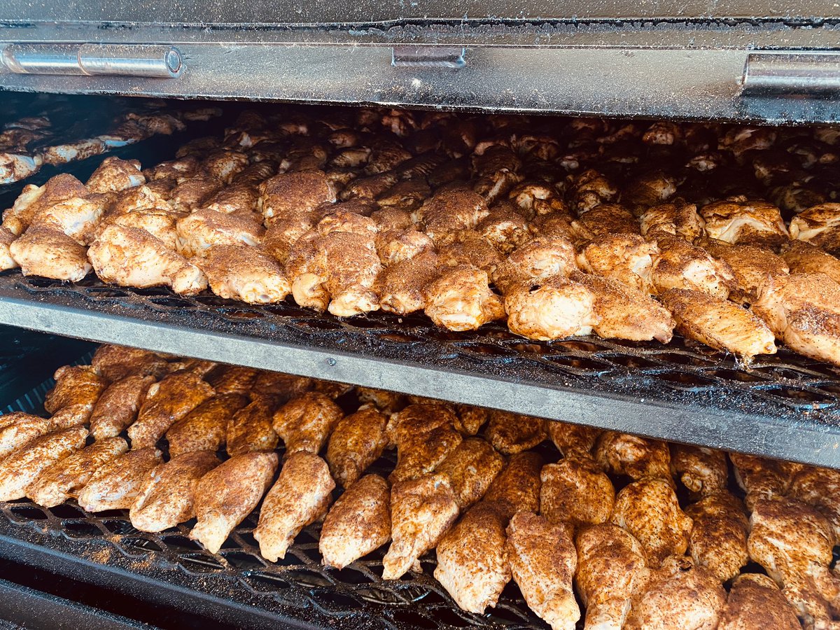 400+ wings back on the smoker 🐔🔥.  Ready by 12 noon.  Soon-to-be world famous, they will not last long!  

#smokedwings #welcometothejunction #donetherightway #westfield #indiana #brewery #grandpark #gjbc