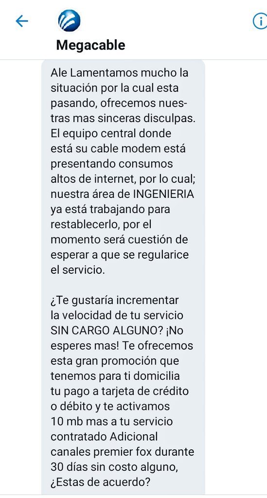aletzitaa's tweet photo. @Megacable Mejor solucionarme tu pésimo servicio #notengointernet. #paraesotepago @profecto @Megacable tus líneas telefónicas en tu respuesta en mensaje directo no sirven. Mándame a un técnico. #urge https://t.co/gJzj3dgb2B