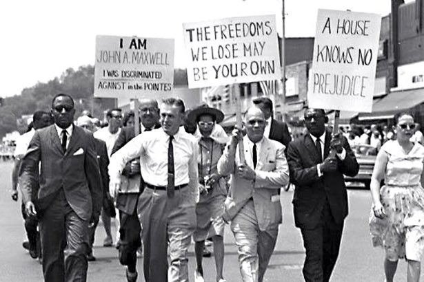 This is my father, George Romney, participating in a Civil Rights march in the Detroit suburbs during the late 1960s—“Force alone will not eliminate riots,” he said. “We must eliminate the problems from which they stem.”