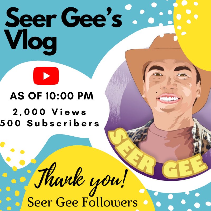 seergee2020's tweet photo. 7 hours after my YTC launching, we are almost halfway to 1,000 subscribers 💪👏❤️ 

Thank you everyone for this opportunity.

500 Subscribers and 2,000 Views. Keep subscribing and watching Seer Gee followers😘 keep sharing.

#SeerGee #VlogThing #PositivityMatters #LiveStrong https://t.co/gL1tgrMXZE