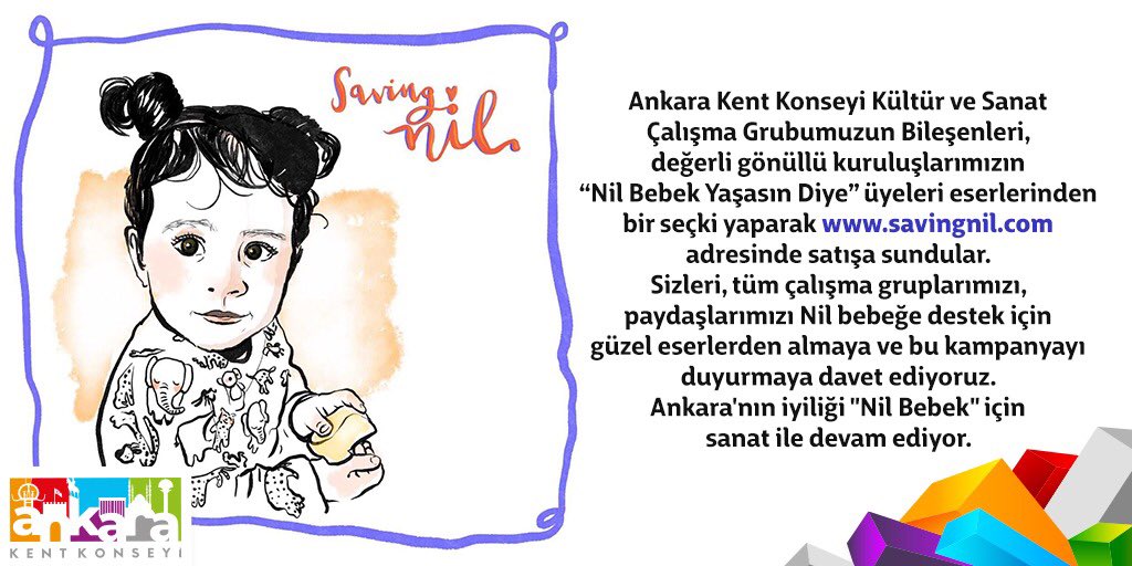 Sizleri, tüm çalışma gruplarımızı, paydaşlarımızı Nil bebeğe destek için güzel eserlerden almaya ve bu kampanyayı duyurmaya davet ediyoruz. Ankara'nın iyiliği “Nil Bebek” için sanat ile devam ediyor.

savingnil.com/collections/an…