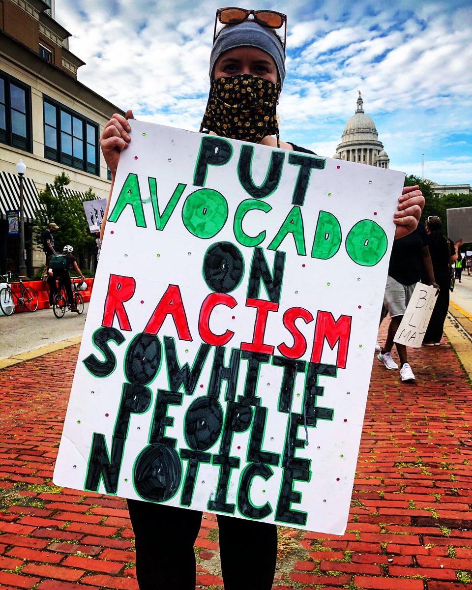 JohnnyVillella's tweet image. One of many signs at yesterday’s historic protest in Providence.