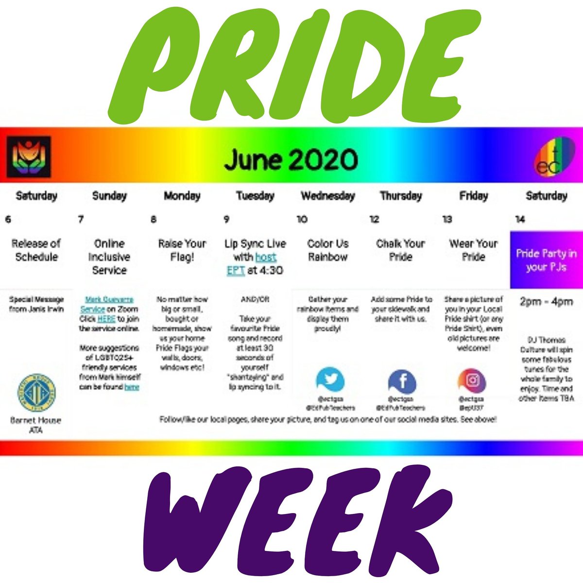 EdPubTeachers's tweet photo. Happy Pride Month from EPTLQSA! This year we have partnered with the ECTGSA to bring you a week of fun! Watch the EPTL or @ectgsa Facebook, Instagram, Twitter, and/or websites.
#Pride #Pridemonth #ATAPride #EPTL37 #EPTLQSA #EdPubTeachers #ECTGSA Web: https://t.co/RF5XelD1dW https://t.co/HbIhh5m68r